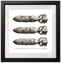 Tattoo Bombs (White Background) - Regular Size - Black Framed