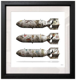 Tattoo Bombs (White Background) - Small Size - Black Framed