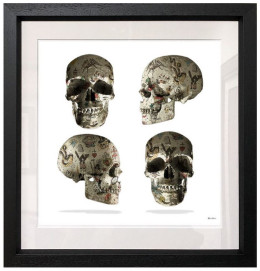Tattooed Skulls (White Background) - Regular Size - Black Framed