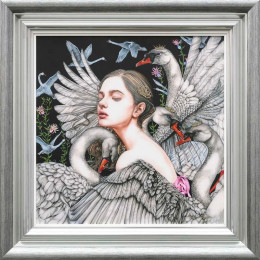 The Wild Swans - Silver-Blue Framed
