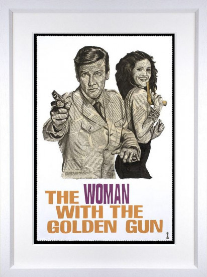 The Woman With The Golden Gun - White Framed
