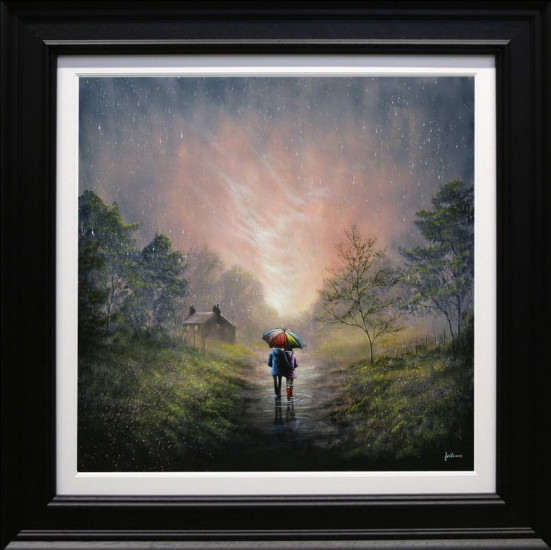 Time To Shelter From The Rain - Original - Black Framed Time To Shelter From The Rain - Original - Black Framed