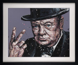 V For Victory - Sir Winston Churchill - Black Framed