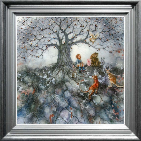 Winnie The Pooh, Hundred Acre Wood - Silver-Blue Framed