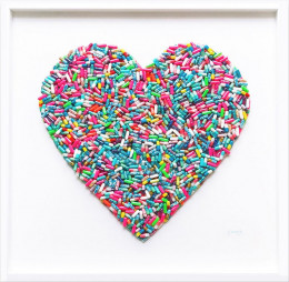 Addicted To Love (Blue, Pink & Multi) - On White - White Framed