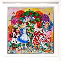 Alice In The Rose Garden - White Framed