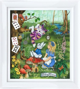 Alice Meets The Cheshire Cat - Limited Edition - White Framed