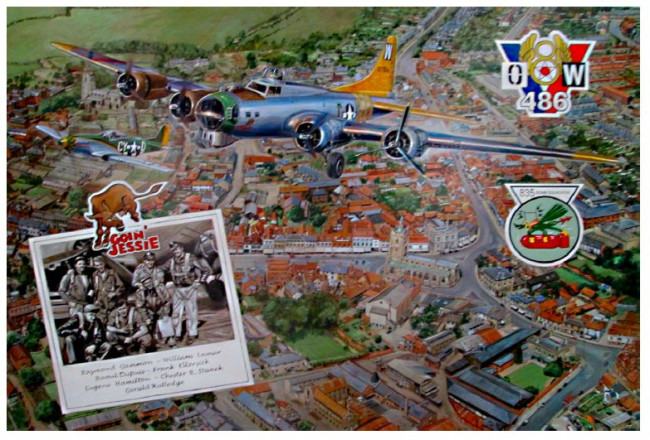 B17 Flying Fortress - Goin Jessie - Over Sudbury, Suffolk, 1944 - Print