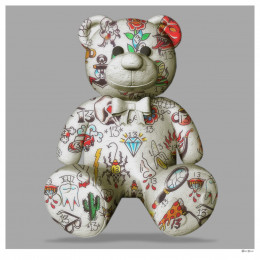 Best Friend - Teddy Bear (Grey Background) - Small - Black Framed