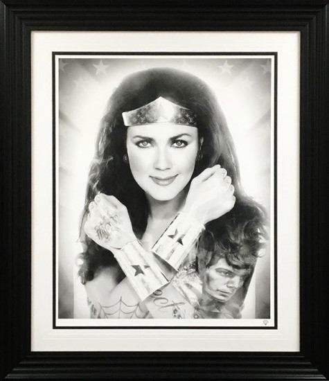 Wonder Woman (Black & White) - Artist Proof Black Framed