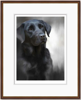 Black Labrador (40th Anniversary Image) - Dark Wood Framed
