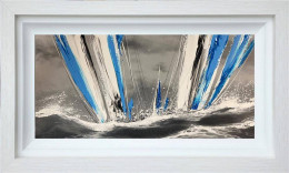 Blue Sail Parade - Original - White Framed