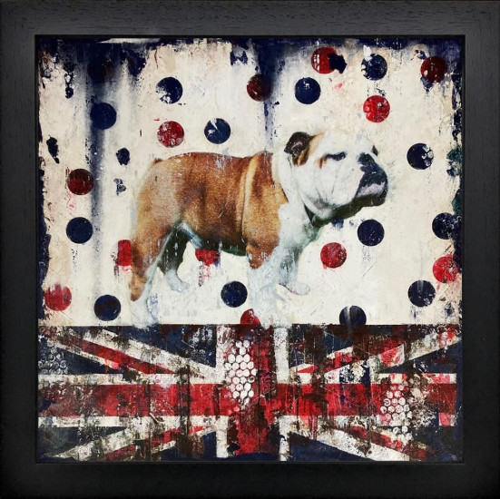 Bulldog On Spots - Original - Black Framed