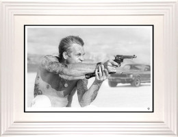 Bullitt From A Gun (Black & White) - White Framed