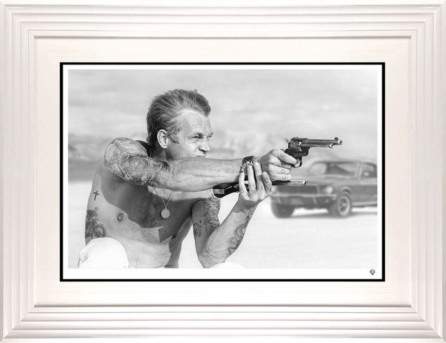 Bullitt From A Gun (Black & White) - White Framed 