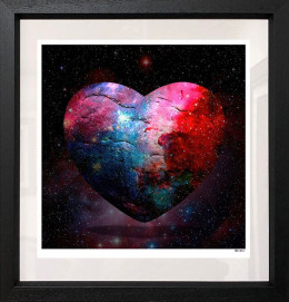 Cosmic Heart - Regular Size - Black Background - Black Framed