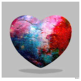 Cosmic Heart - Regular Size - Grey Background - Mounted