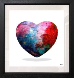 Cosmic Heart - Regular Size - White Background - Black Framed