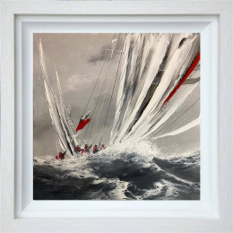 Crashing Waves (Grey) - Original - White Framed