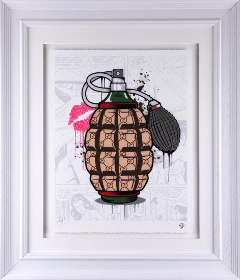 Designer Grenades - Gucci Perfume - Artist Proof White Framed