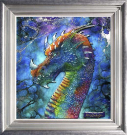 Dragon Of Hidden Treasures - Silver-Blue Framed