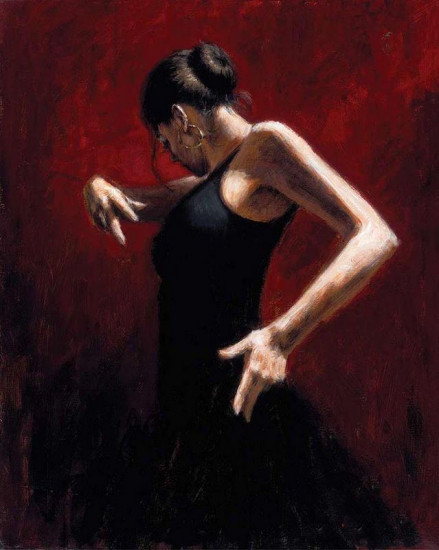 El Baile Del Flamenco En Rojo I - 30 x 40 inches - Black Framed