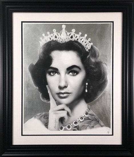 Elizabeth Taylor (Black & White) - Artist Proof Black Framed