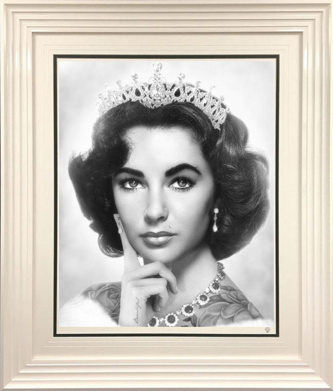 Elizabeth Taylor (Black & White) - White Framed