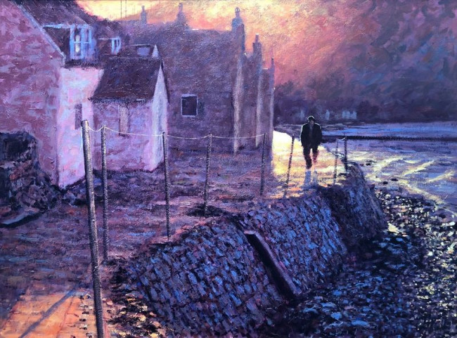 Evening Light Crovie - Canvas - Black Framed