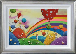 Finding Rainbows - Original - Blue And Silver Framed