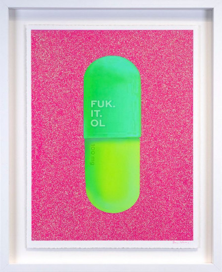Fuk. It. Ol (Hot Pink) - Artist Proof White Framed