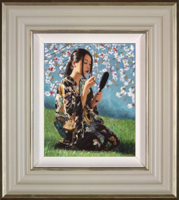 Geisha With White Flowers II - Framed