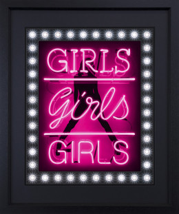 Girls Girls Girls (Hot Pink) - Deluxe - Black Framed