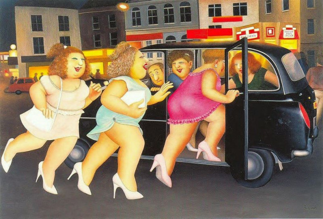 Girls In A Taxi - Print