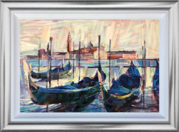 Gondolas Rest - Original - Silver Framed