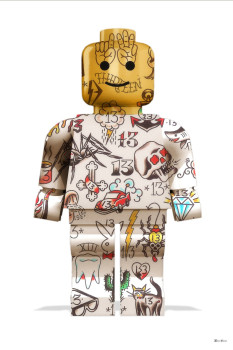 Graffiti Lego Man (White Background) - Large - Mounted