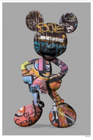 Graffiti Mickey (Grey Background) - Small - Framed