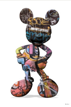 Graffiti Mickey (White Background) - Large - Mounted