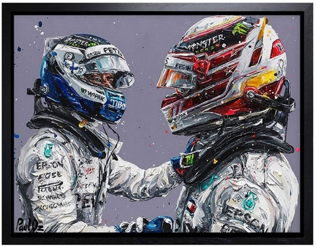 Hamilton & Bottas 18 - Canvas - Black Framed