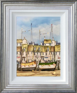 Harbour Days - Original - Blue And Silver Framed