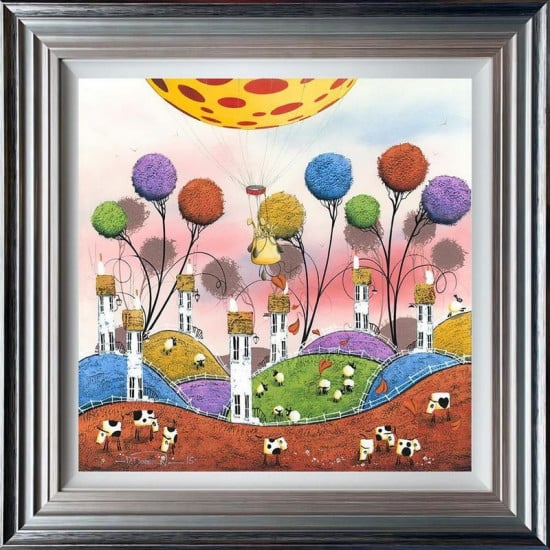 Hot Hare Balloon - 3D High Gloss - Blue And Silver Framed Hot Hare Balloon - 3D High Gloss - Blue And Silver Framed
