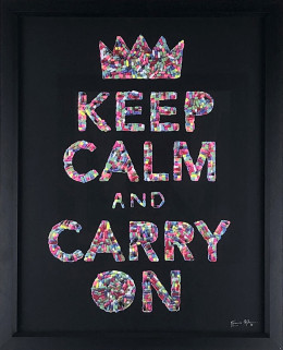 Keep Calm (Black Background) - Artist Proof Black Framed