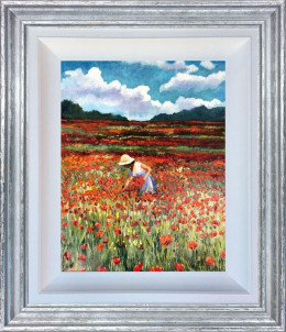 Lady In Red - Original - Silver Framed