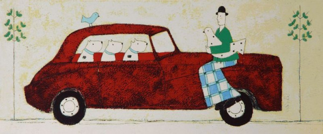 Lady Sitting On The Car - Print only Lady Sitting On The Car - Print only