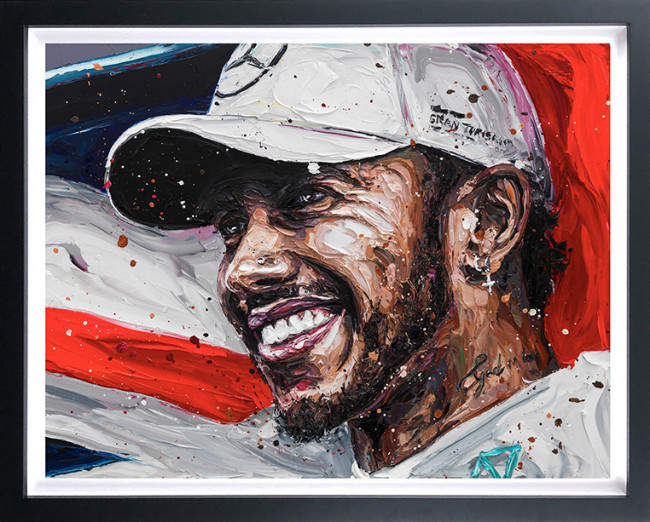 Lewis Title 18 (Lewis Hamilton) - Canvas - Black Framed