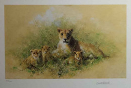 Lioness And Cubs - Black Framed