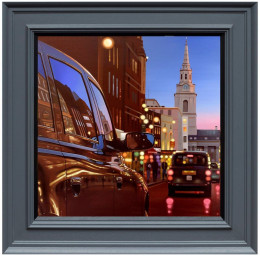 London Dusk Reflections - Canvas - Grey-Black Framed