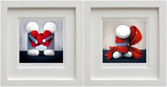 Looking After My Heart & Wrapped In Love - Set - White Framed