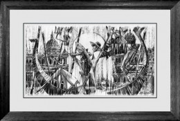 Love In Venice (B&W) - Sketch - Limited Edition - Black Framed