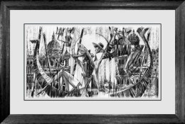 Love In Venice (B&W) - Sketch - Limited Edition - Black Framed